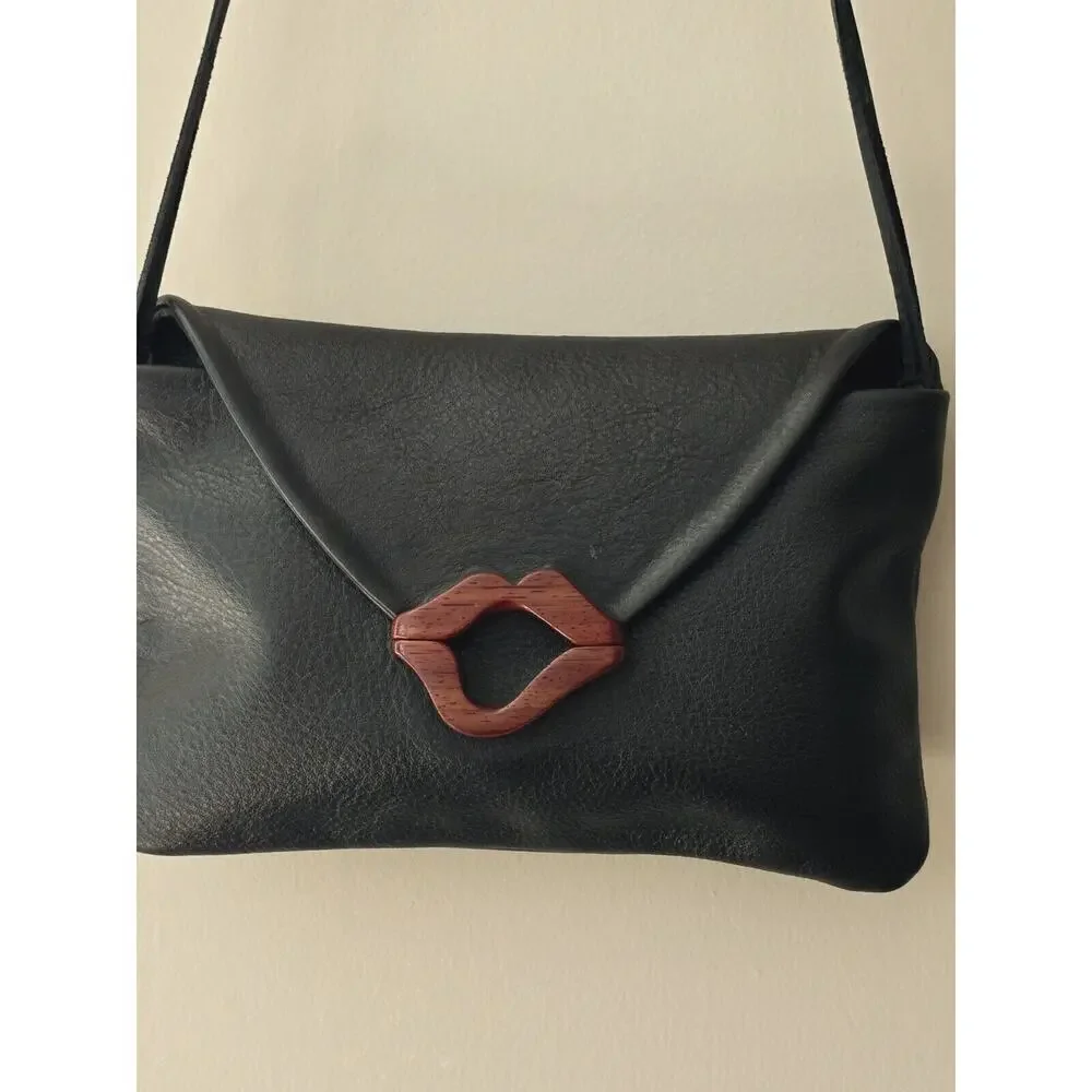 Hand Carved Medium Lip Bag by artist Kimberly Chalos ONE OF A KIND